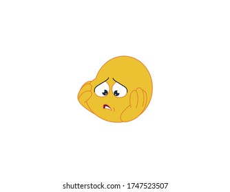 Depressed and sad emoticon with hands on face.vector illustration