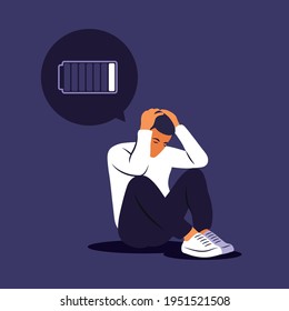 Hombre triste y deprimido pensando en los problemas. Bancarrota, pérdida, crisis, concepto de problemas.