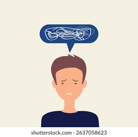 Depressed sad man thinking over problems. Loss, crisis, trouble concept