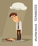 Depressed sad office worker character. Vector flat cartoon illustration