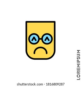 Depressed, sad, stressed color emoji icon vector, emotion, sad symbol. Modern flat symbol web and mobil apps. Sad Emoticon Icon Vector Illustration. Style. 