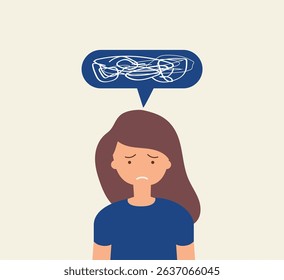 Depressed sad woman thinking over problems. Loss, crisis, trouble concept