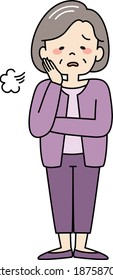 Depressed senior woman sigh deeply
