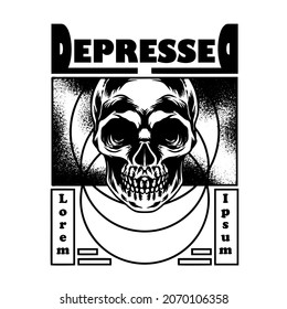 Depressed Skull Illustration Silhouette for your business or merchandise