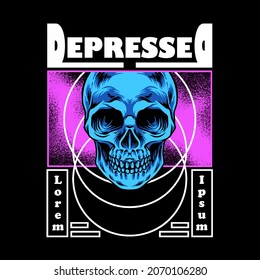 Depressed Skull Illustration for your business or merchandise