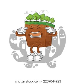 the depressed soil layers character. cartoon vector