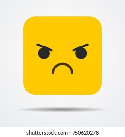 Depressed square emoticon in a flat design