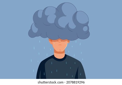 Depressed Unhappy Man Feeling Under the Weather Vector Illustration

Sad unhappy young person suffering feeling blue and lonely
