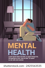 depressed woman holding hand on her head sad girl suffering from psychological diseases anxiety mental health awareness month concept
