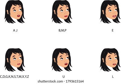 Depressed Woman Lip Sync Sheet Can Be Used In Animation