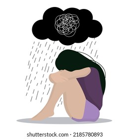 Depressed woman on white background