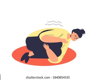 Depressed Woman Panic Attack Lying On Stock Vector (Royalty Free ...