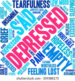 Depressed Word Cloud On White Background Stock Vector (Royalty Free ...