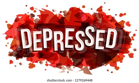 Depressed word, vector creative illustration.