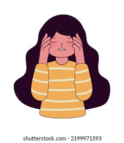 depressed young woman isolated icon