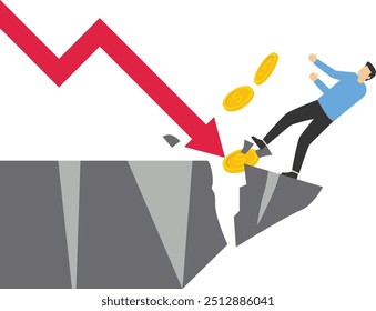 Depressing graph hits business people, Vector illustration design