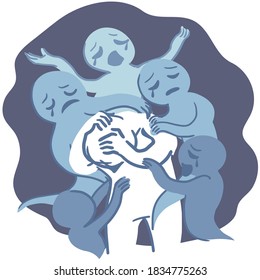 Abstrakter Vektorgrafik-Depression, depressive Stimmungskrankheit, Illustration Hintergrund