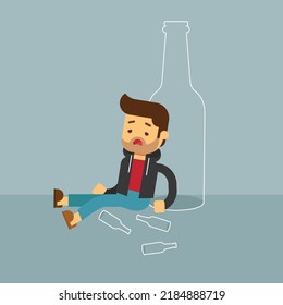 Depression alcoholism addiction concept sad male