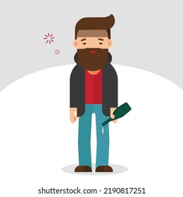 Depression alcoholism addiction concept sad male
