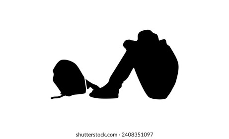 Depression and Anxiety in High School, black isolated silhouette
