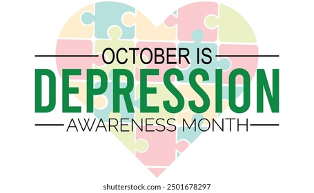 Depression Awareness Month is observed every year on October.Holiday concept background, placard, banner design template Vector illustration background design.