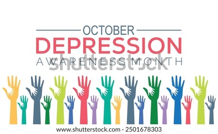 Depression Awareness Month is observed every year on October.Holiday concept background, placard, banner design template Vector illustration background design.