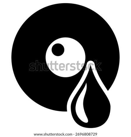 Depression black icon on a transparent background. Vector symbol of persistent sadness, grief, and melancholy, represented by a single tear from an eye