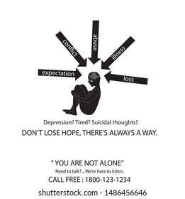 depression call for help graphics. we are here to listen. mental health support poster. 