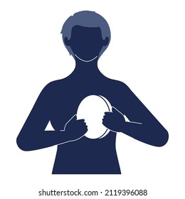 Depression concept. Mental disorder, feeling of despair and helplessness. Negative emotions and suffer. Character with void in their chest. Self-destructive behavior. Flat vector illustration