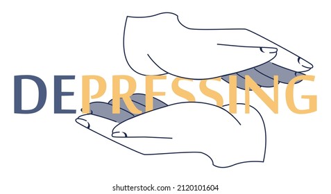 Depression concept. Mental disorder, feeling of despair and helplessness. Negative emotions and suffer from pressure. Flat vector illustration