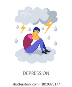 Depression concept on white background, flat design vector illustration