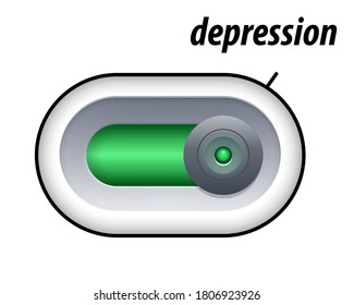 Depression concept. Press the slide button for Depression mood. Isolated on white background. Vector illustration, top view