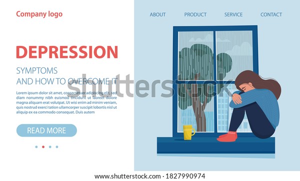 Depression Concept Sad Depressed Woman Sitting Stock Vector (Royalty ...