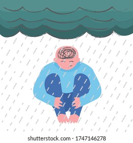 Depression concept. Vector illustration in flat style.