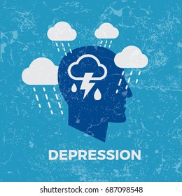 Depression. Concept vector illustration in vintage style.