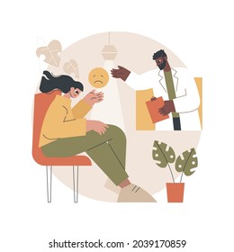 Depression counseling abstract concept vector illustration. Professional medical consultation, depression symptoms, treatment, psychiatrist counseling, mental health condition abstract metaphor.