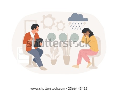 Depression counseling isolated concept vector illustration. Professional medical consultation, depression symptoms, treatment, psychiatrist counseling, mental health condition vector concept.
