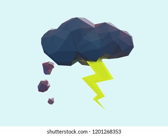 Depression. Depressing Dark Thought Cloud Concept Isolated Vector Illustration. 3D Rendering