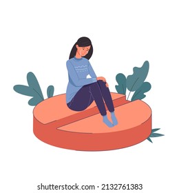 Depression drugs. Medication treatment placebo or antidepressant, drug addict medicine pills substance, epidemic overdose trapped woman, hormonal opioid, flat vector illustration