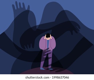 Depression, fears, mental illness, psychological problems, vector illustration