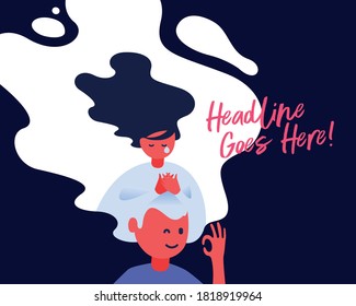 Depression female happy but inner sad in vector format
