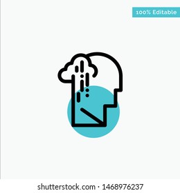 Depression, Grief, Human, Melancholy, Sad turquoise highlight circle point Vector icon. Vector Icon Template background