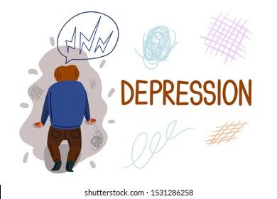 Depression hand drawn banner vector template. Psychology, psychotherapy cartoon poster concept