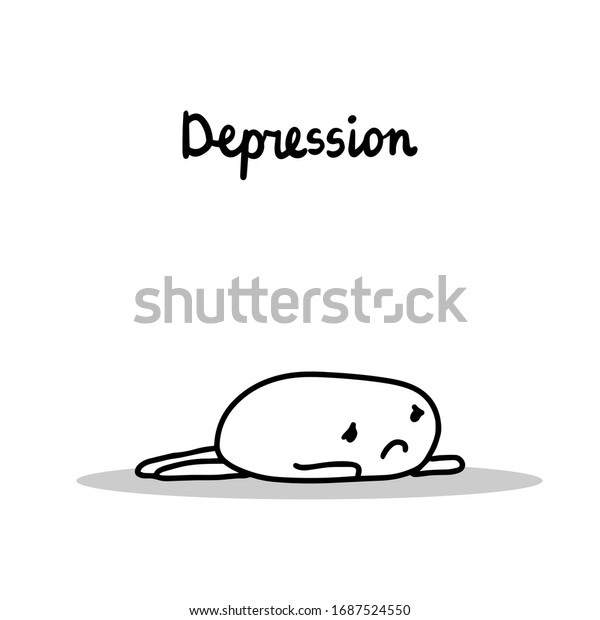 Depression Hand Drawn Vector Illustration Cartoon Stock Vector Royalty