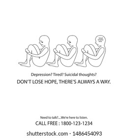 Depression Help Center Poster. Suicide Prevention Hotline. Call For Help Banner.need To Talk Graphics Poster.