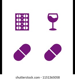 depression icon. 4 depression set with pills, alcohol and pill vector icons for web and mobile app
