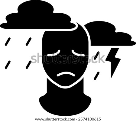 Depression Icon - Black Filled Style - Neuroscience Theme