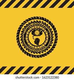 depression icon black grunge emblem with yellow background. Vector Illustration. Detailed.
