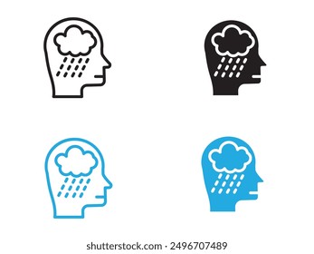 Depression icon black and white vector outline sign