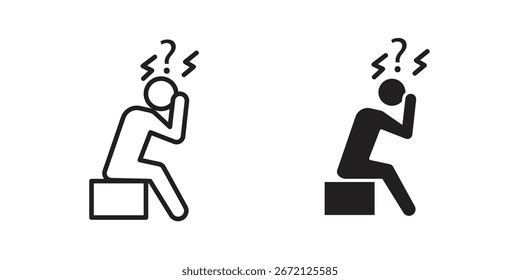 Icono de la depresión Vector blanco y negro Gráfico
